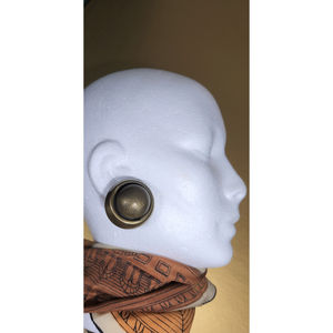 Vintage Bronze Tone Dome Earrings Clips Large 1980's Working Girl Style